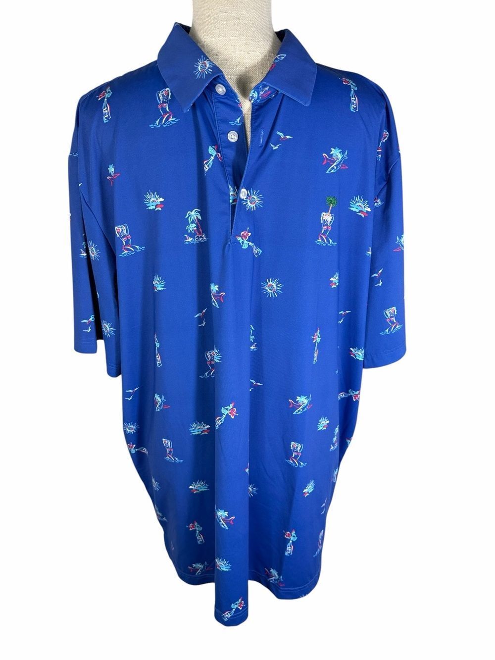 Scales Men’s Blue Babes & Beer Summertime Island Polo Shirt